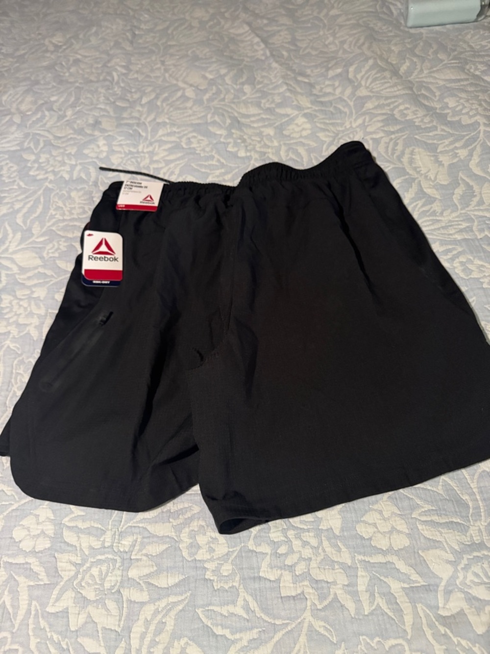 Reebok Black Athletic Shorts with Logo Tag